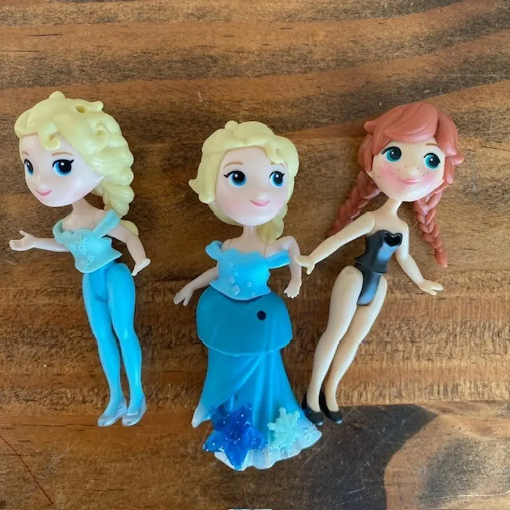Disney Frozen Mini Posable Doll Figure Lot Of 9 Anna Kristoff Elsa 3